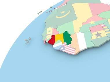 Gine bayrağı ile dünya üzerinde