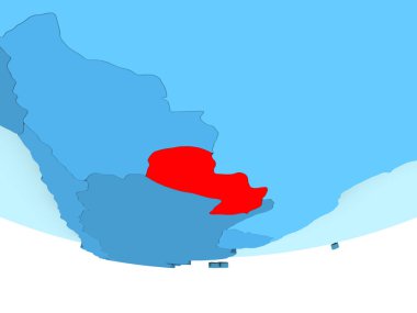 Mavi haritada kırmızı Paraguay