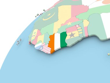 Fildişi Sahili bayrağı ile dünya üzerinde