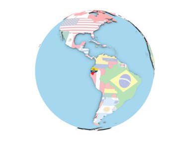 Ekvador izole küre üzerinde