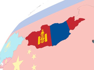 Moğolistan bayrağı ile dünya üzerinde