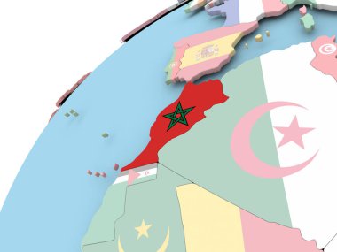 Fas bayrak ile dünya üzerinde