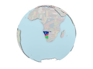 Dünya üzerinde bayrak ile Namibya