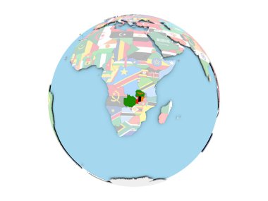 Zambiya izole küre üzerinde