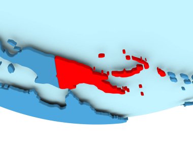 Papua Yeni Gine kırmızı mavi harita üzerinde