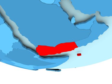 Mavi haritada kırmızı Yemen'de
