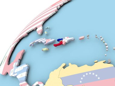 Haiti bayrak ile dünya üzerinde