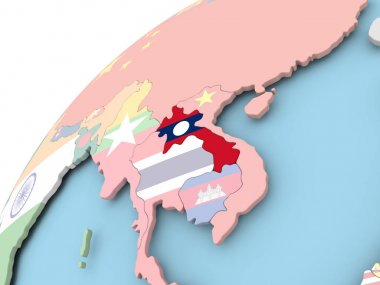 Laos bayrağı ile dünya üzerinde
