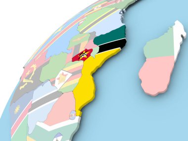 Mozambik bayrak ile dünya üzerinde