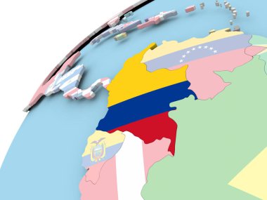 Kolombiya bayrak ile dünya üzerinde