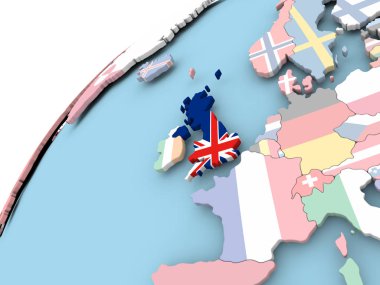 İngiltere bayrak ile dünya üzerinde