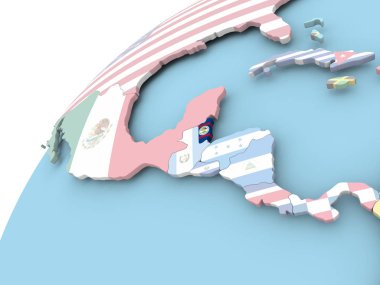 Belize bayrağı ile dünya üzerinde