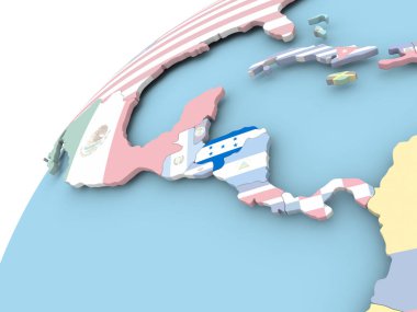 Honduras bayrağı ile dünya üzerinde