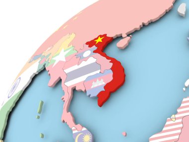 Vietnam bayrağı ile dünya üzerinde