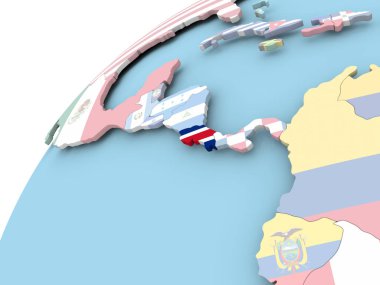 Kosta Rika bayrak ile dünya üzerinde