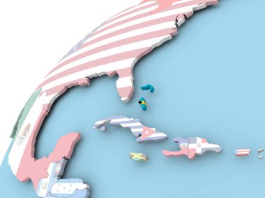 Bahamalar bayrağı ile dünya üzerinde