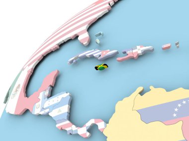 Jamaika bayrak ile dünya üzerinde