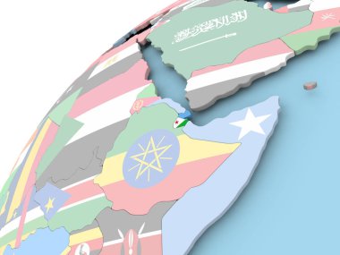 Cibuti bayrağı ile dünya üzerinde