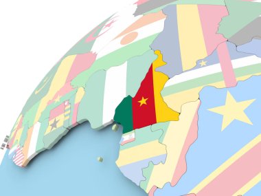 Kamerun bayrağı ile dünya üzerinde