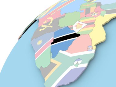 Botsvana bayrağı ile dünya üzerinde