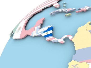 Nikaragua bayrağı ile dünya üzerinde