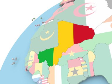 Mali bayrağı ile dünya üzerinde