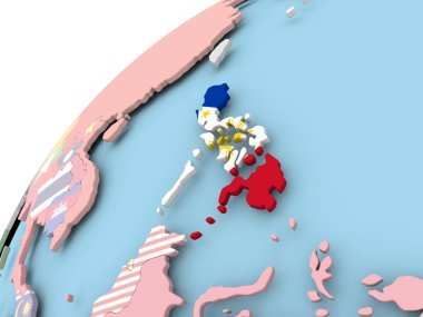 Filipinler bayrağı ile dünya üzerinde