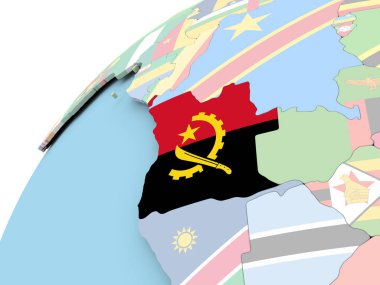 Angola bayrağı ile dünya üzerinde