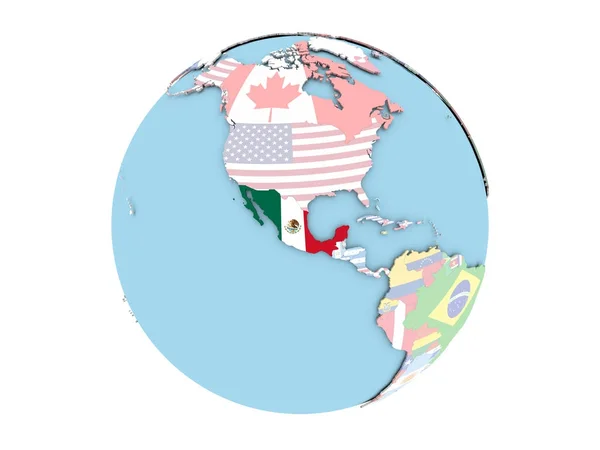 Mexiko på globe isolerade — Stockfoto
