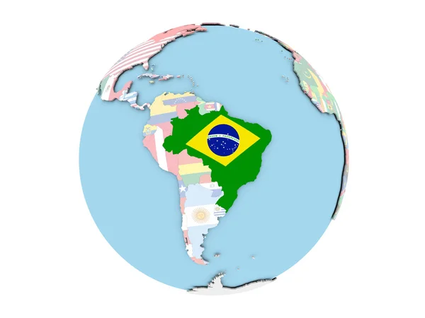 Brasil en globo aislado — Foto de Stock
