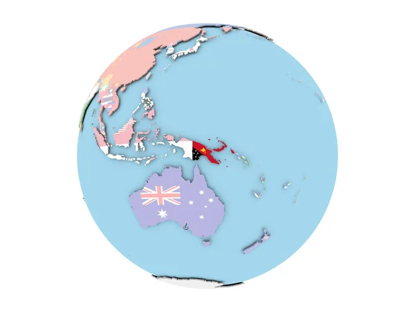 Papouasie-Nouvelle-Guinée sur le globe isolé — Photo