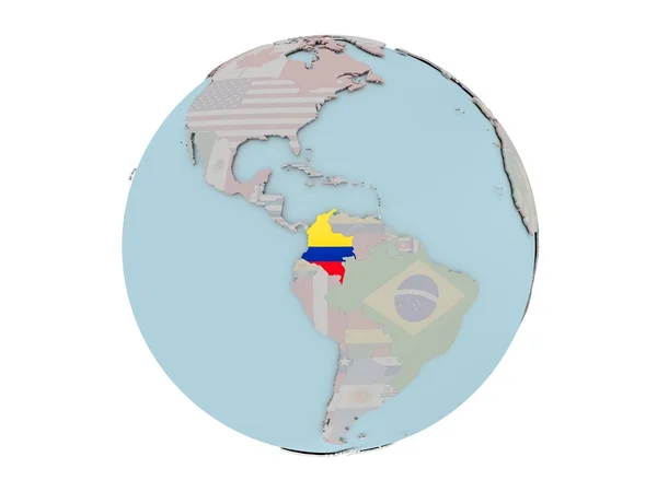 地球に旗コロンビア — ストック写真