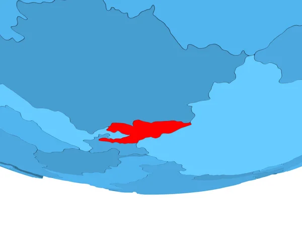 Kirghizistan en rouge sur la carte bleue — Photo