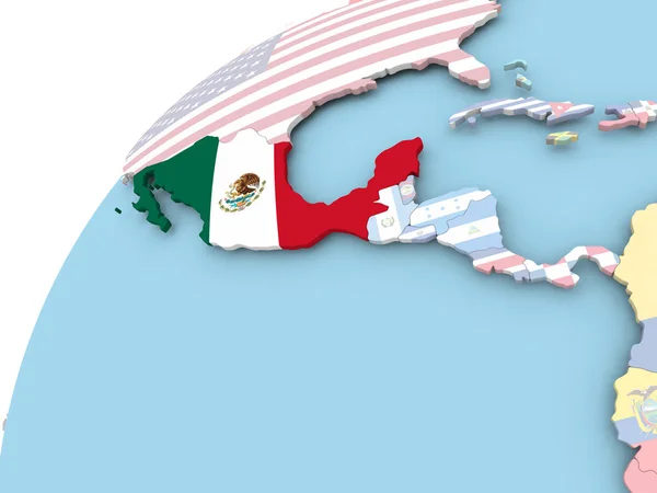 Mexico on globe with flag — Stock Photo, Image