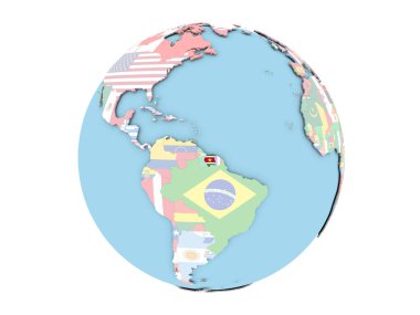 Surinam izole küre üzerinde