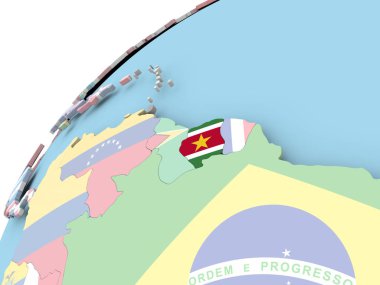Surinam bayrak ile dünya üzerinde