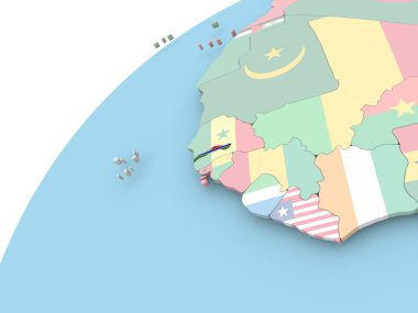 Gambiya bayrak ile dünya üzerinde