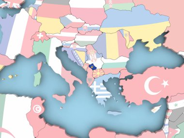 Dünya üzerinde bayrak ile Slovakya Haritası