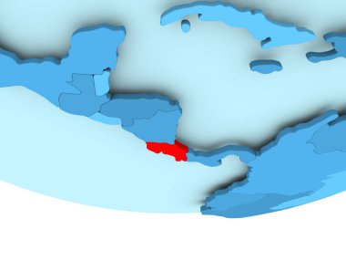 Mavi haritada kırmızı Kosta Rika