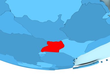 Mavi haritada kırmızı Uganda