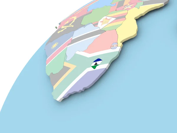 Lesotho a globe zászló — Stock Fotó