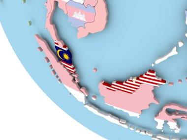 Dünya üzerinde bayrak ile Malezya