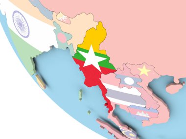 Myanmar bayrağı dünya üzerinde