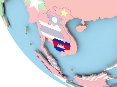 Kamboçya bayrağı dünya üzerinde