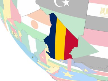 Chad dünya üzerinde bayrak ile