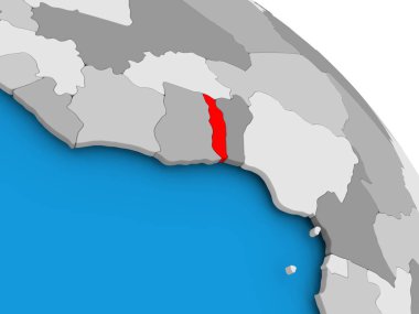 Togo haritası üzerindeki kırmızı