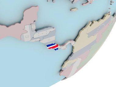 Kosta Rika dünya bayrakları ile üzerinde