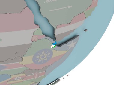 Cibuti bayrağı ile dünya üzerinde