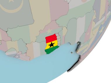 Gana bayrakları ile dünya üzerinde