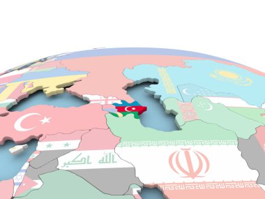 Azerbaycan bayrağı parlak dünya üzerinde